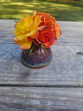 Wheel-Thrown Stoneware Tiny Vase – Purple, Green & Blue Glaze