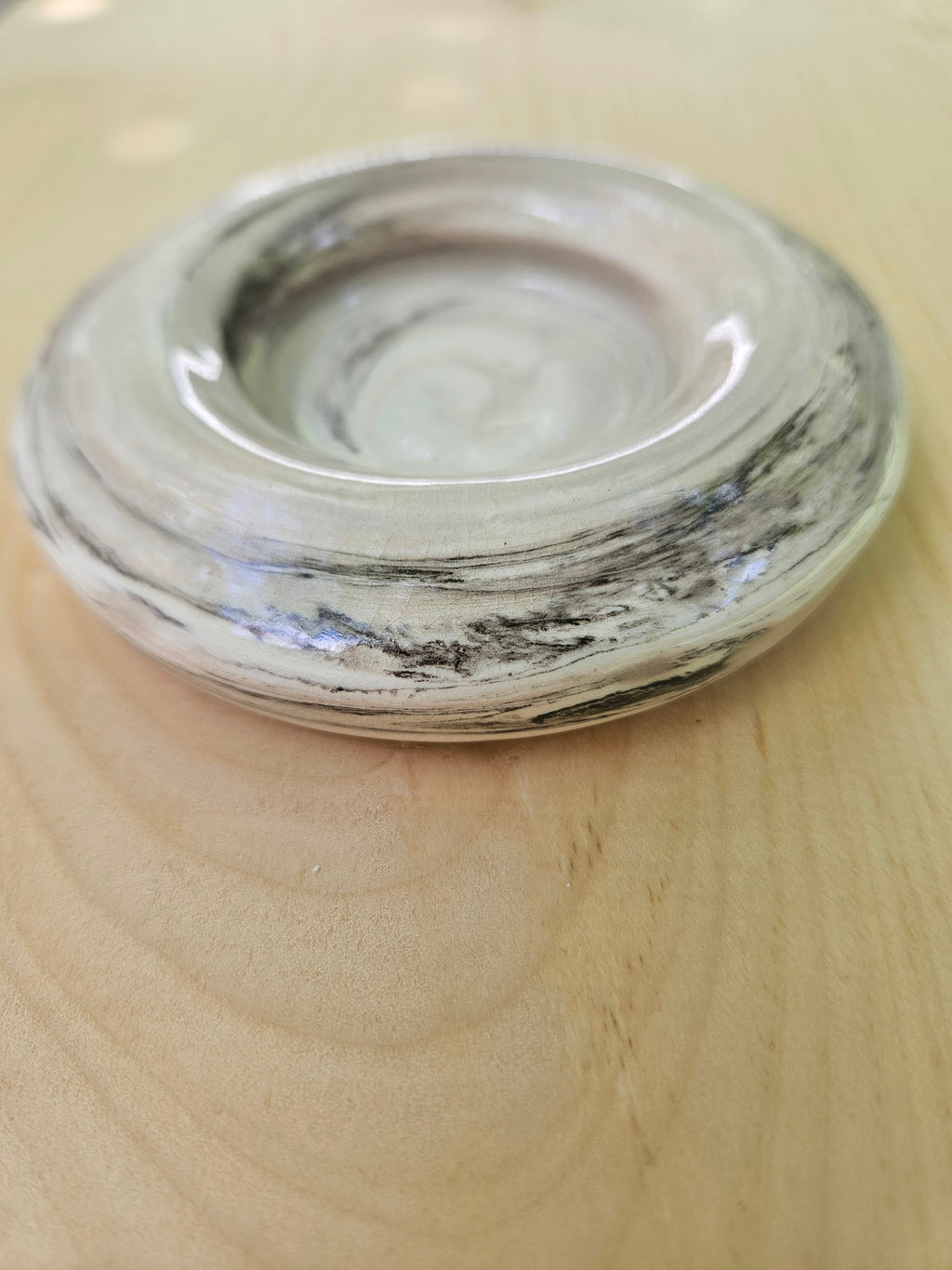 Charcoal Marbled Clay Ring Dish
