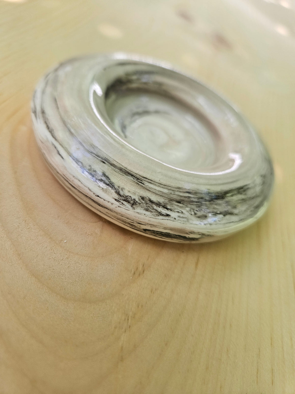 Charcoal Marbled Clay Ring Dish