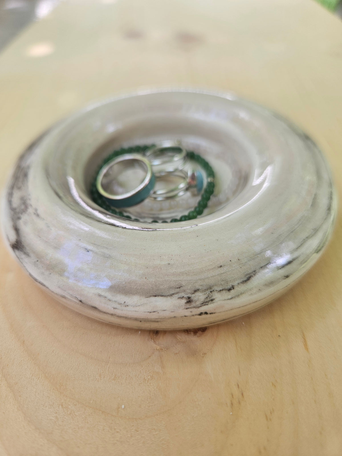 Charcoal Marbled Clay Ring Dish