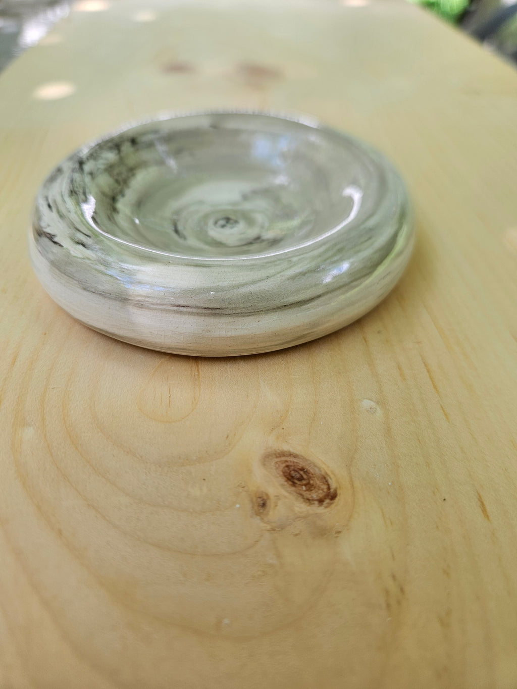 Sage Marbled Clay Ring Dish