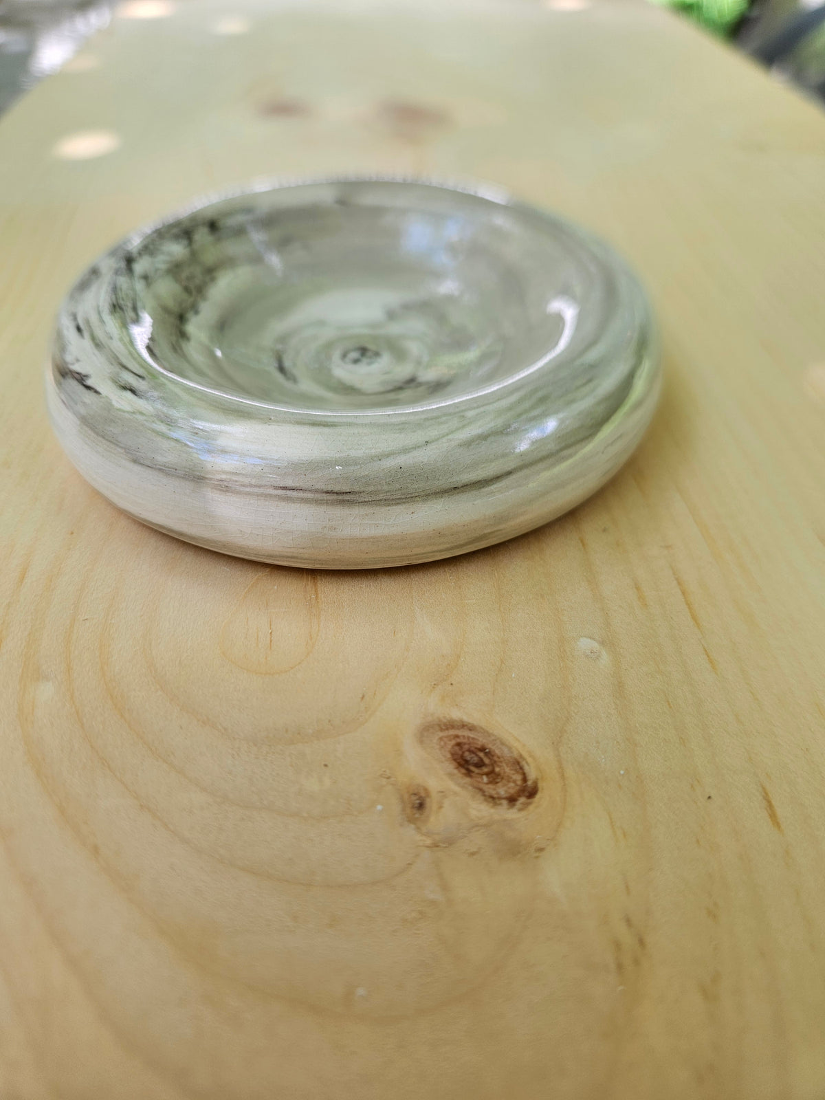 Sage Marbled Clay Ring Dish