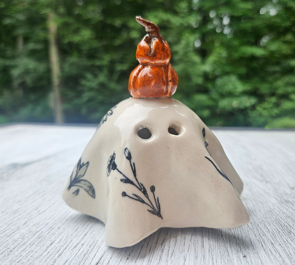 Botanical Tea Light Ghost – Double Pumpkin Crown