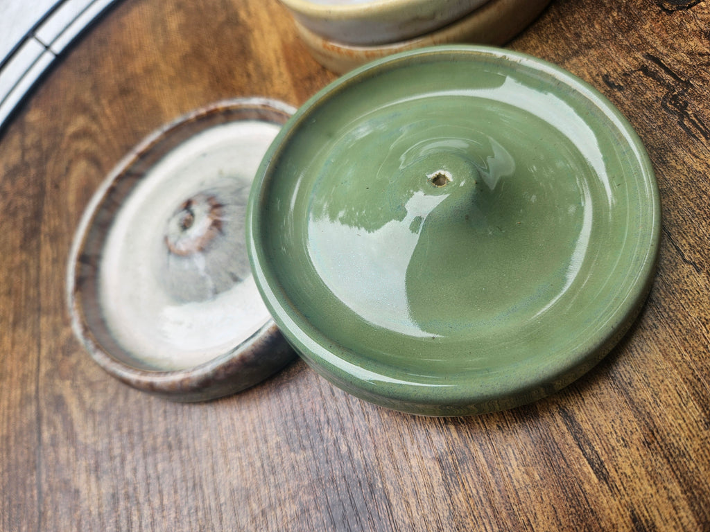 Handmade Ceramic Incense Burner — Sage Green
