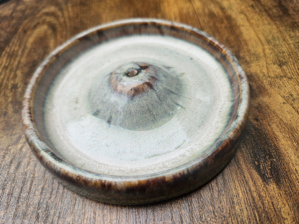 Handmade Ceramic Incense Burner- Tobacco browns & Musty Greys