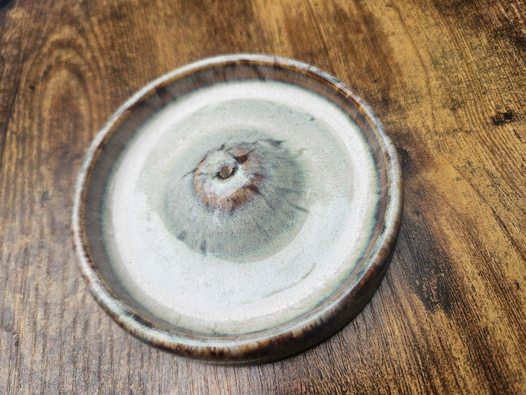 Handmade Ceramic Incense Burner- Tobacco browns & Musty Greys