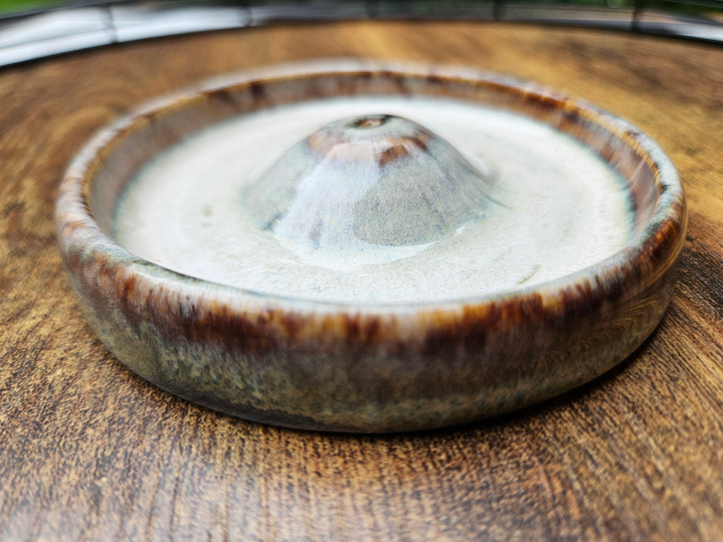 Handmade Ceramic Incense Burner- Tobacco browns & Musty Greys