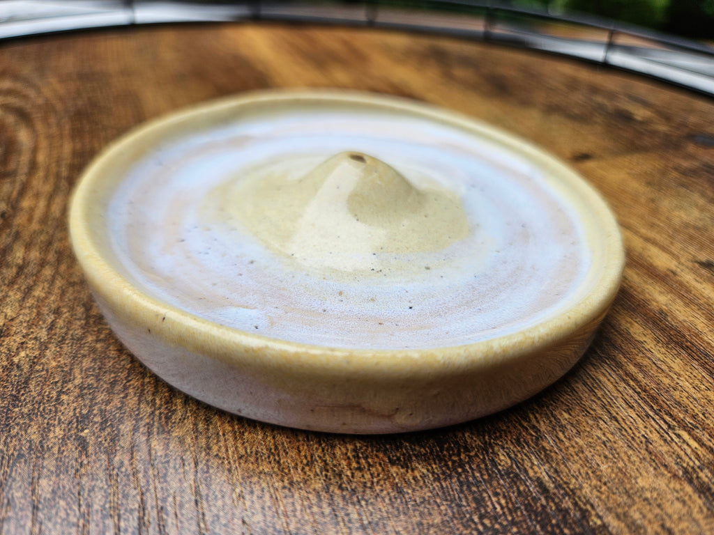 Handmade Ceramic Incense Burner — Cream & Warm Yellow