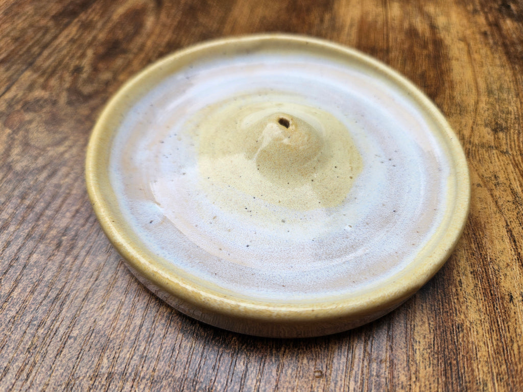 Handmade Ceramic Incense Burner — Cream & Warm Yellow