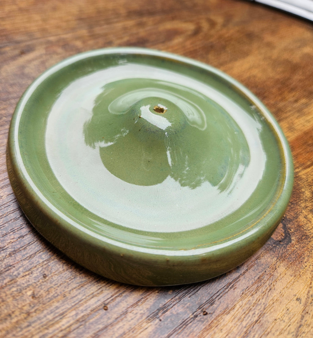 Handmade Ceramic Incense Burner — Sage Green