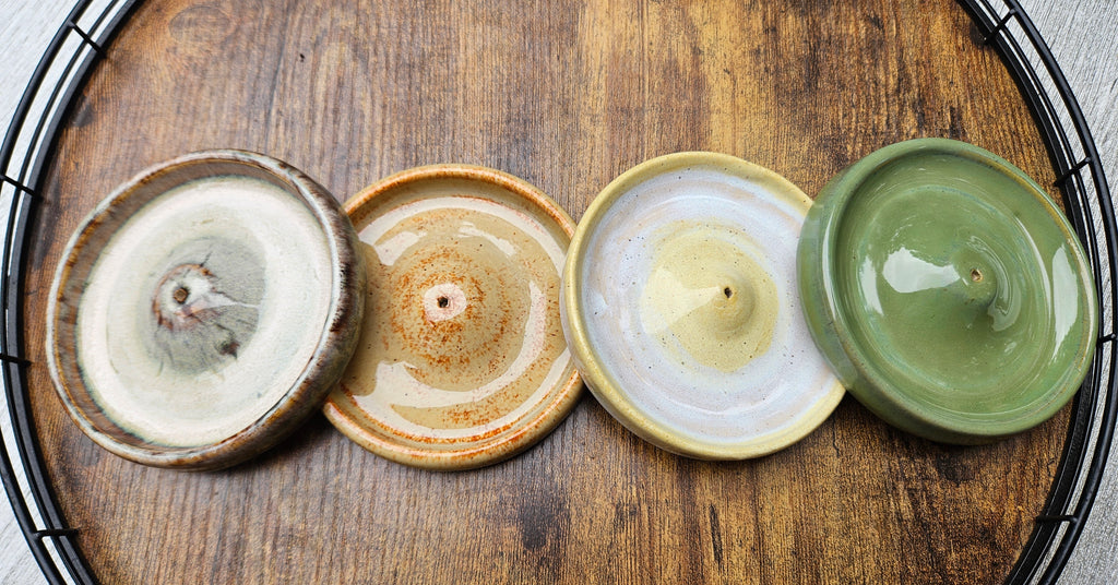 Handmade Ceramic Incense Burner — Cream & Warm Yellow
