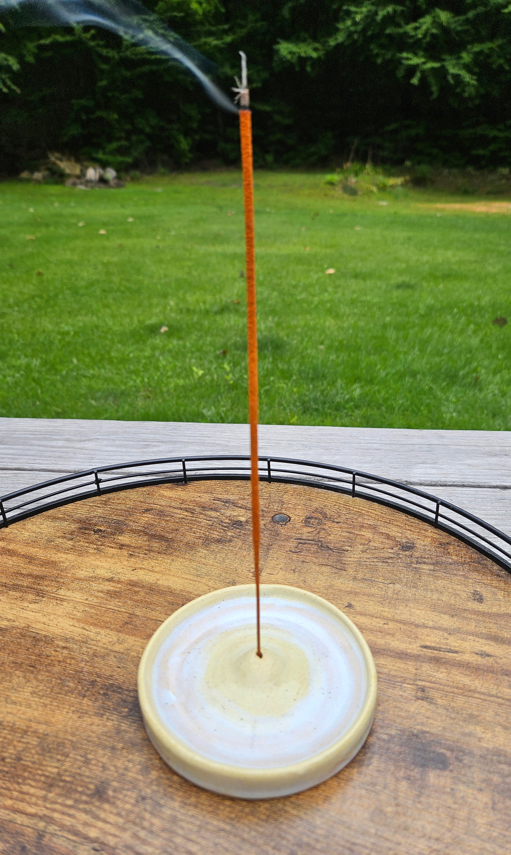 Handmade Ceramic Incense Burner — Cream & Warm Yellow