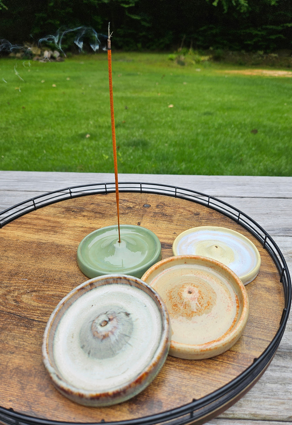 Handmade Ceramic Incense Burner — Sage Green