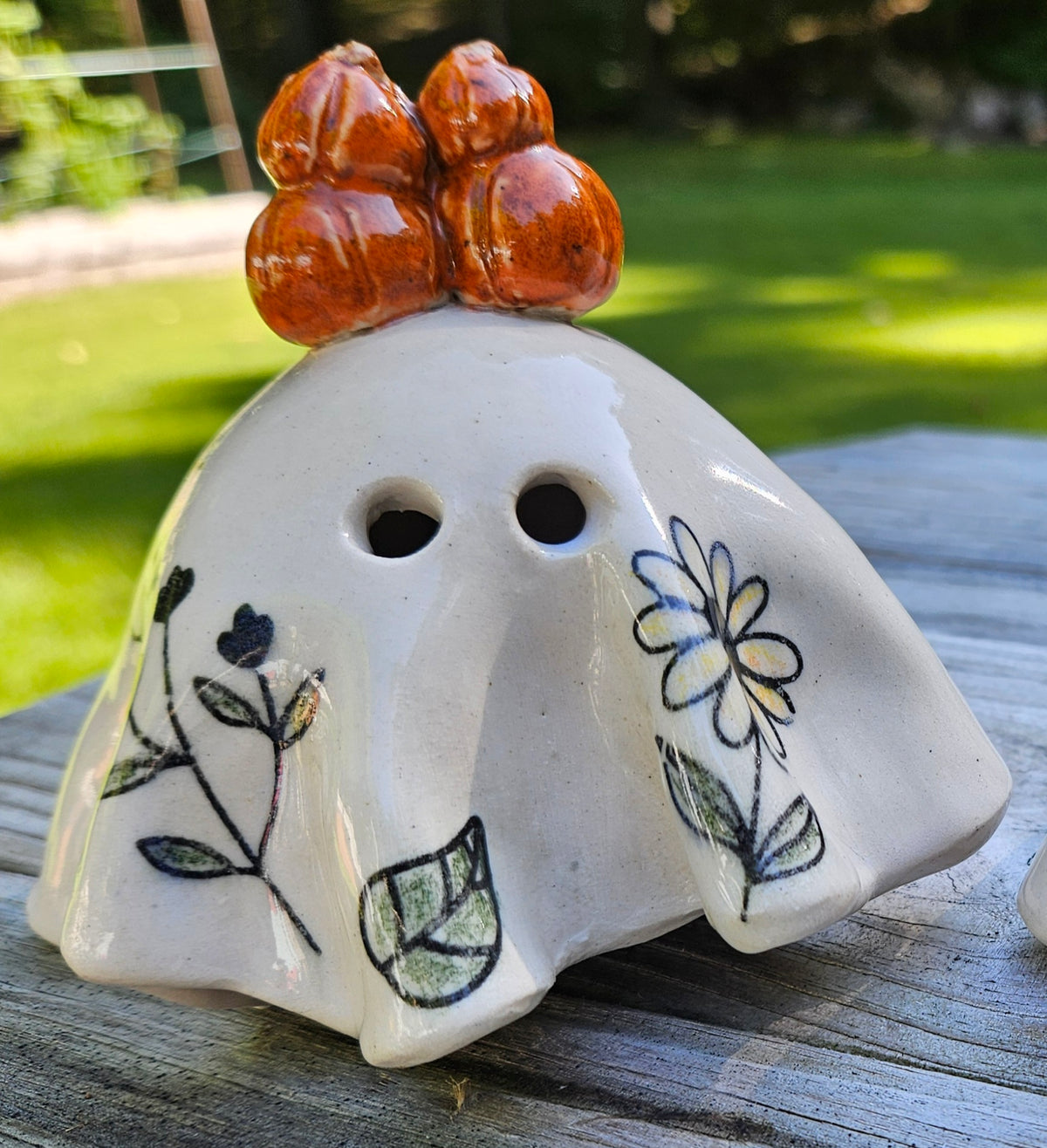 Botanical Tea Light Ghost – Pumpkin Crown