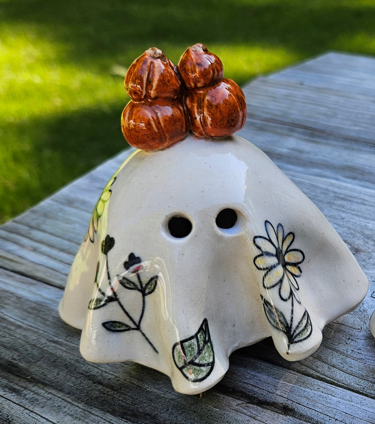 Botanical Tea Light Ghost – Pumpkin Crown