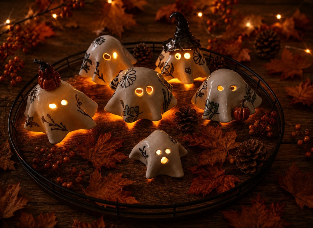 Botanical Tea Light Ghost – Double Pumpkin Crown