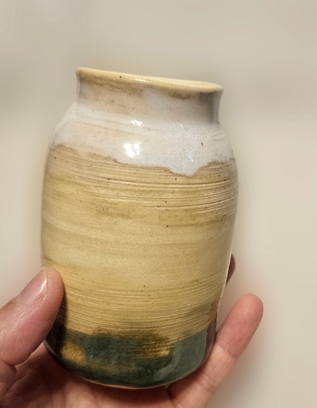Miniature Yellow &. Green Vase
